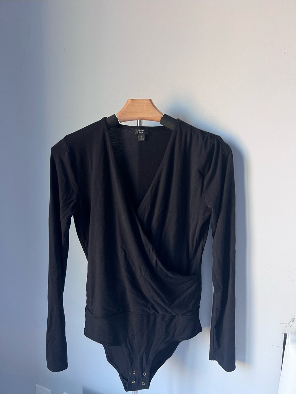 J. Crew Black Long-Sleeve Wrap Bodysuit